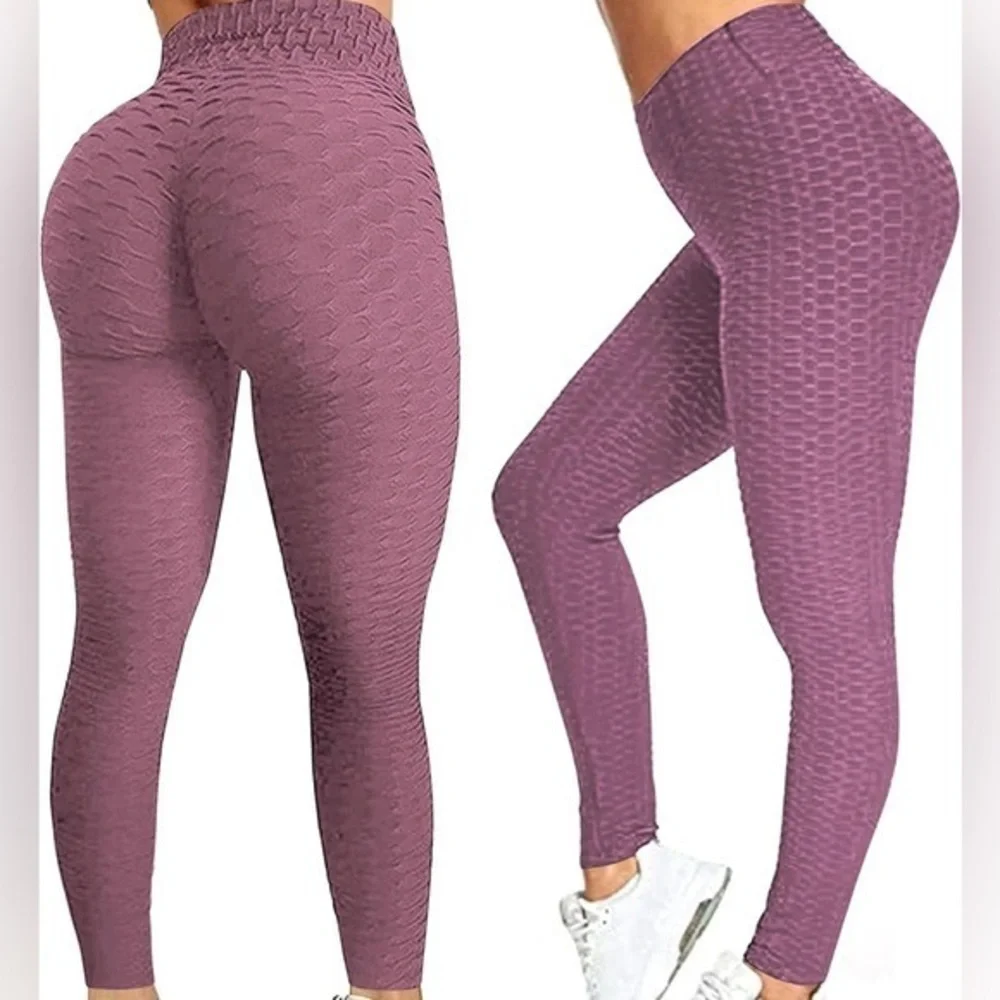 Butt Lifting Seamless Scrunch Leggings - Purple, Size Medium